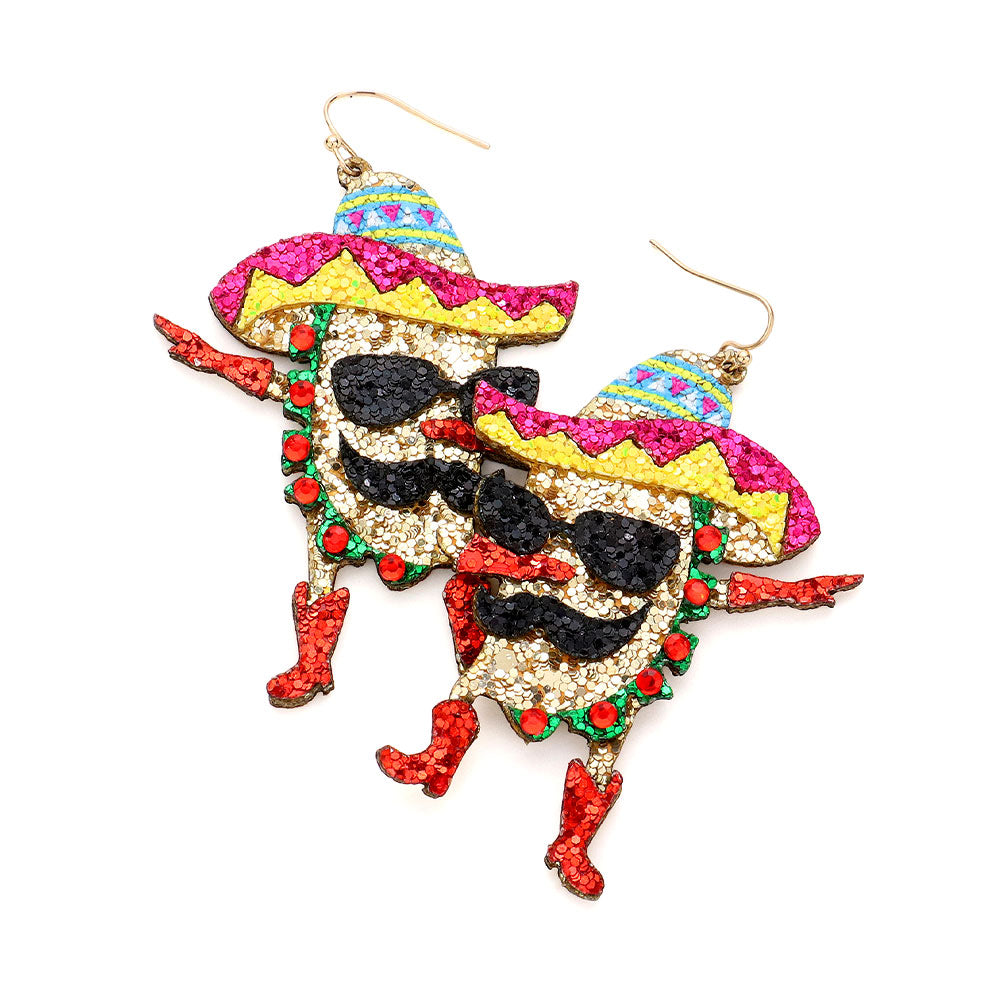 iLLASPARKZ Glittered Hat Taco Dangle Earrings