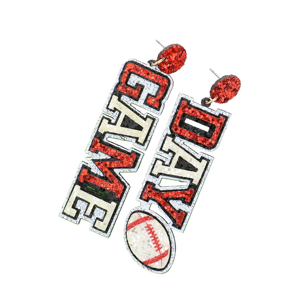 iLLASPARKZ Game Day Message Football Bling Dangle Earrings