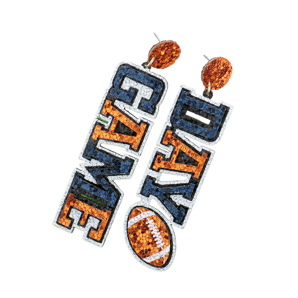 iLLASPARKZ Game Day Message Football Bling Dangle Earrings