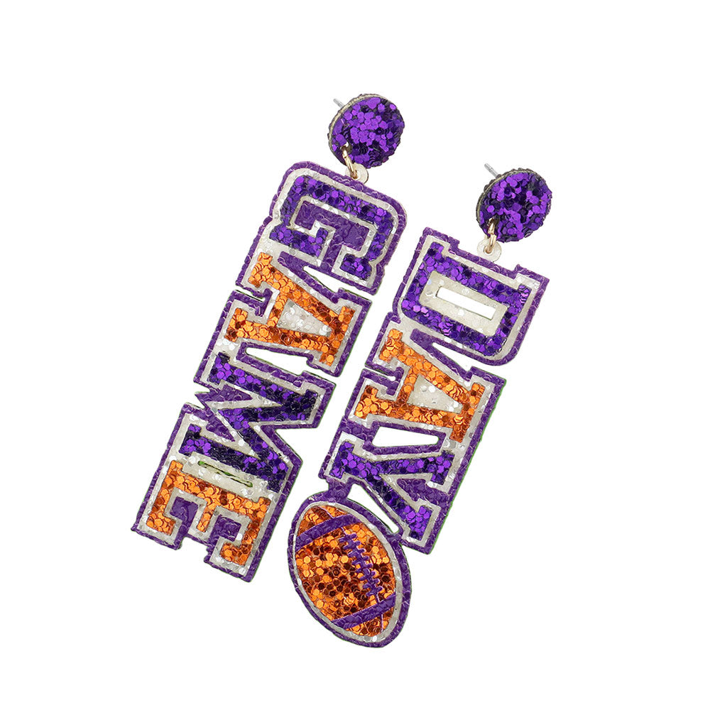iLLASPARKZ Game Day Message Football Bling Dangle Earrings