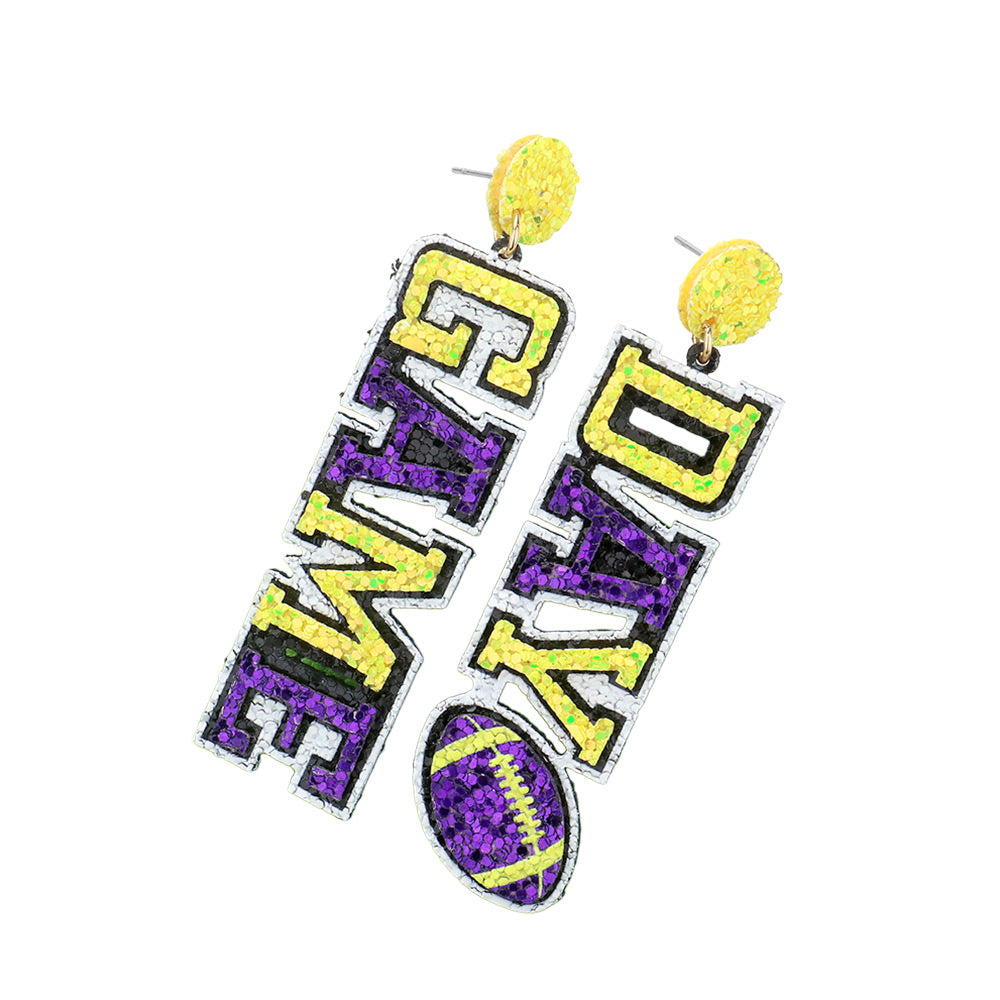iLLASPARKZ Game Day Message Football Bling Dangle Earrings