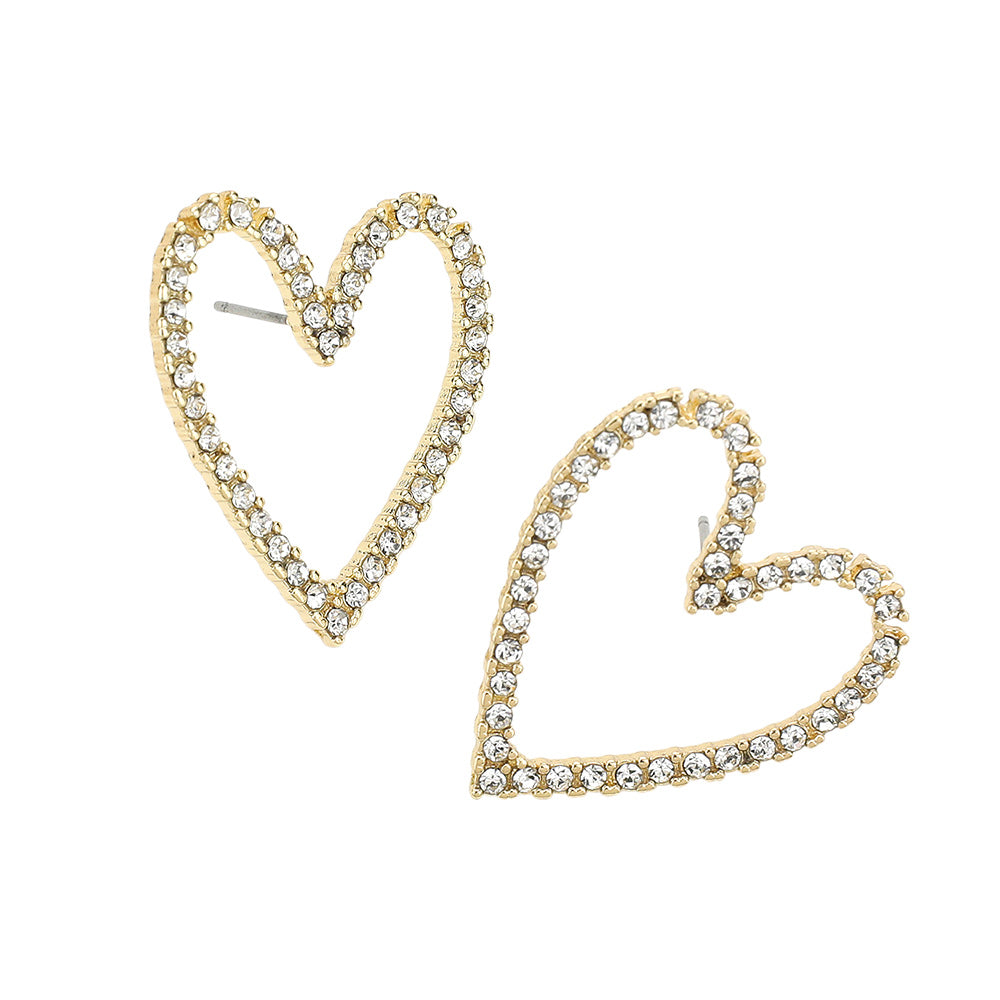 iLLASPARKZ Stone Paved Open Heart Earrings