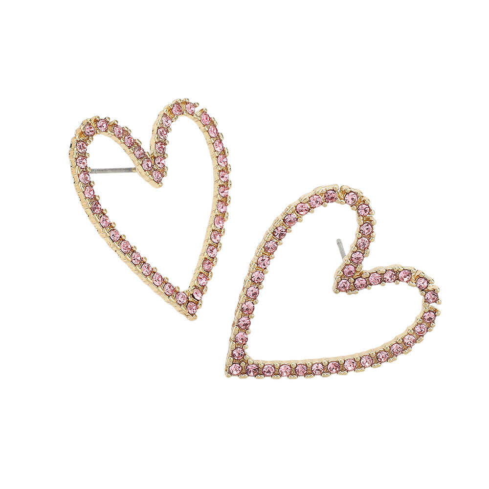 iLLASPARKZ Stone Paved Open Heart Earrings