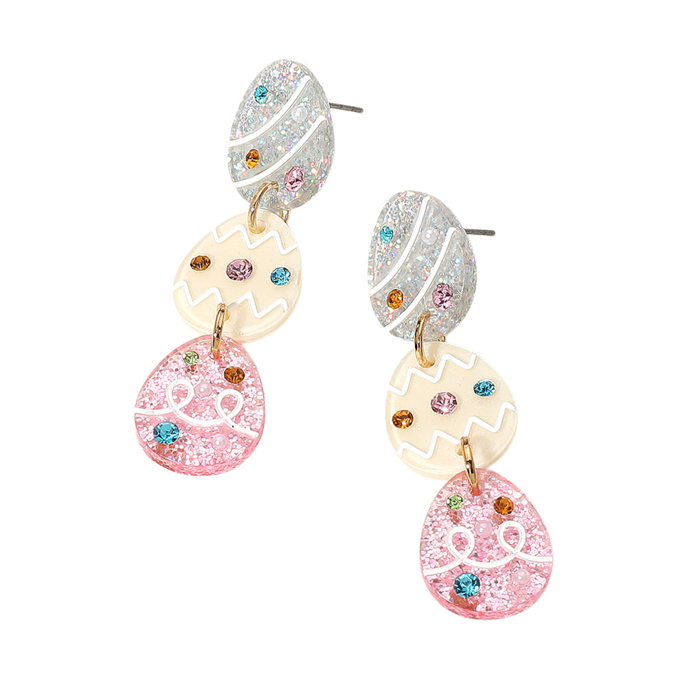 iLLASPARKZ Stone Pointed Resin Easter Egg Link Drop Earrings