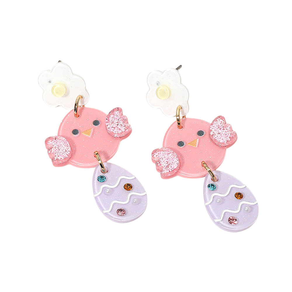 iLLASPARKZ Resin Easter Chick Egg Link Drop Earrings