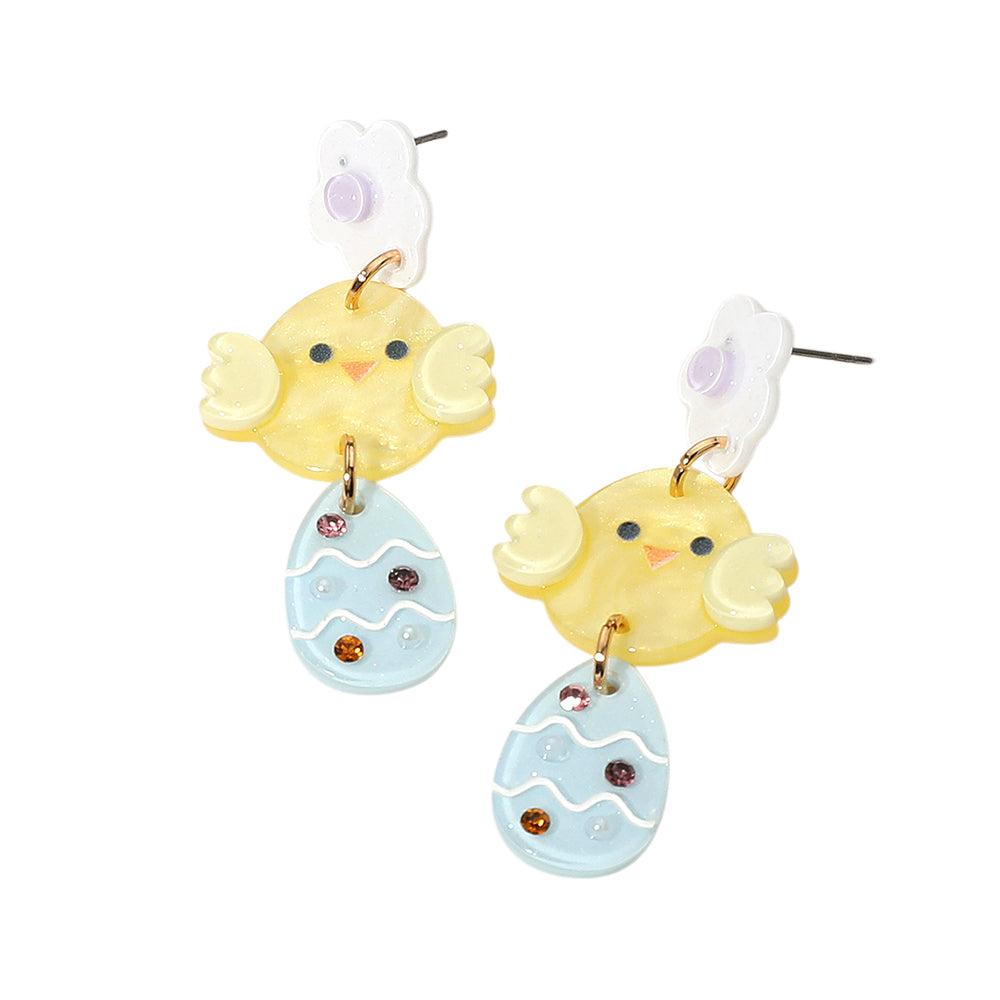 iLLASPARKZ Resin Easter Chick Egg Link Drop Earrings
