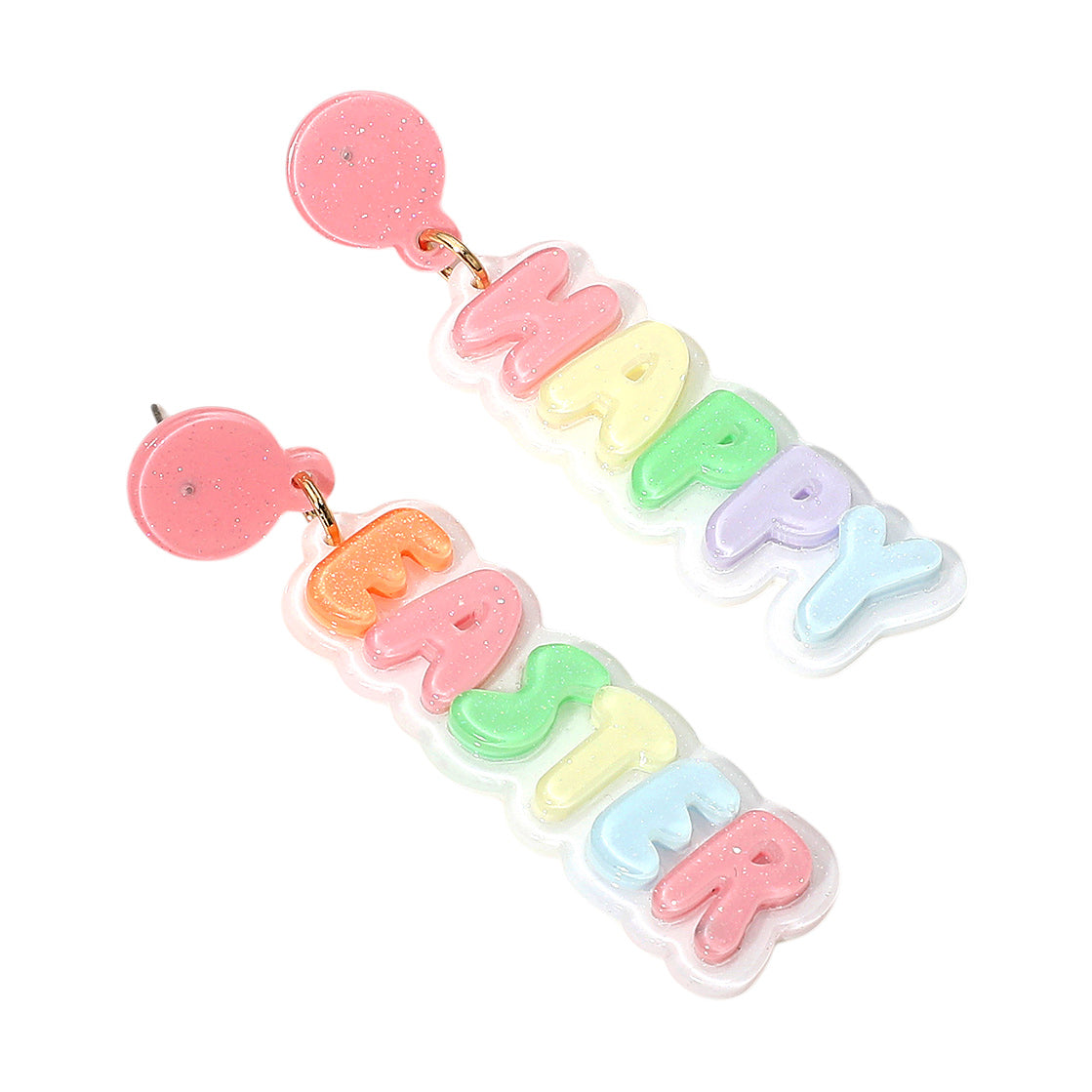 iLLASPARKZ HAPPY EASTER Resin Message Dangle Earrings
