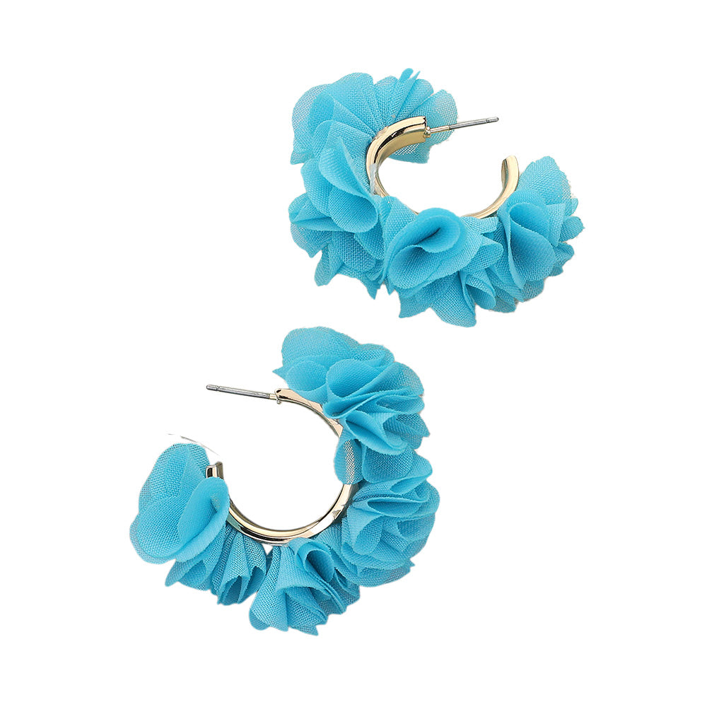 iLLASPARKZ Fabric Flower Hoop Earrings