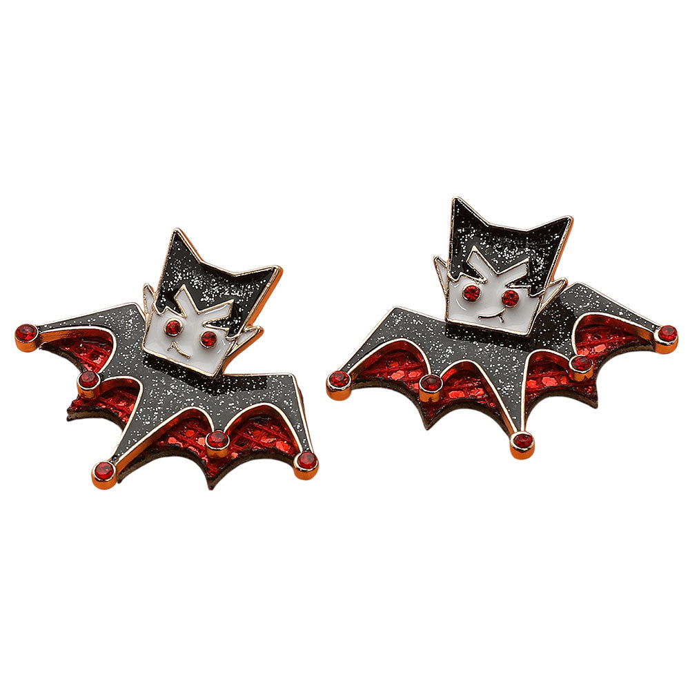 iLLASPARKZ Glittered Enamel Halloween Vampire Bat Earrings
