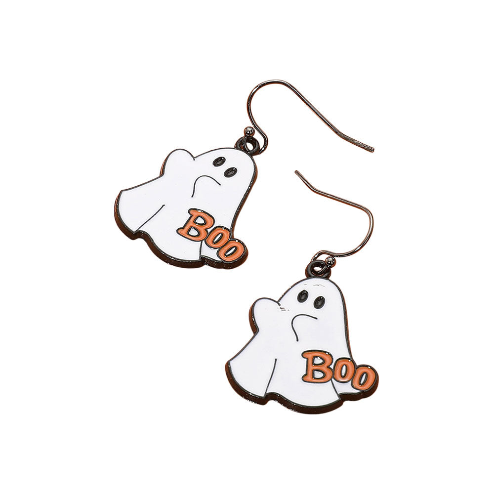 iLLASPARKZ Enamel Boo Halloween Ghost Dangle Earrings