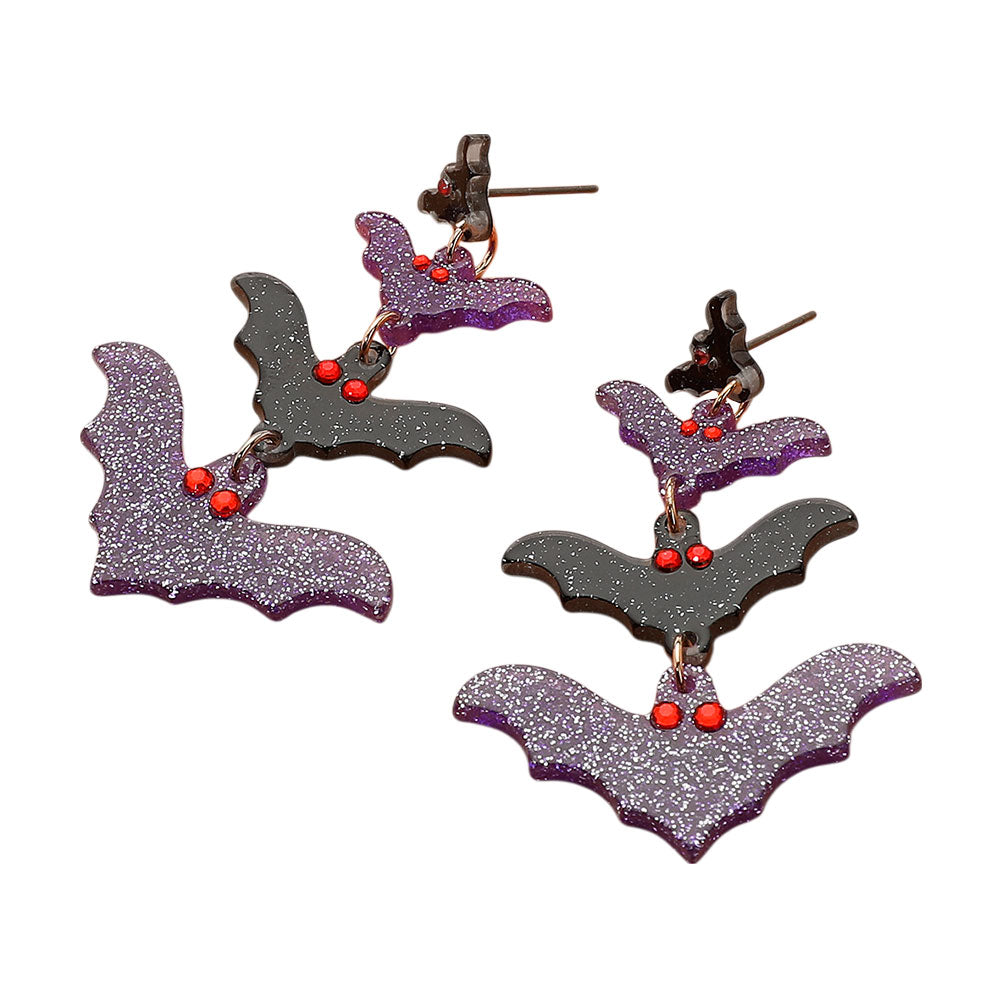 iLLASPARKZ Resin Halloween Bat Link Drop Earrings