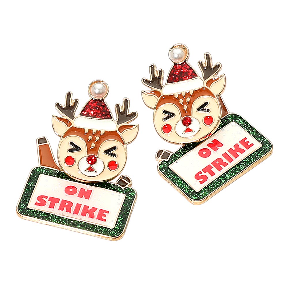 iLLASPARKZ Reindeer On Strike Christmas Earrings