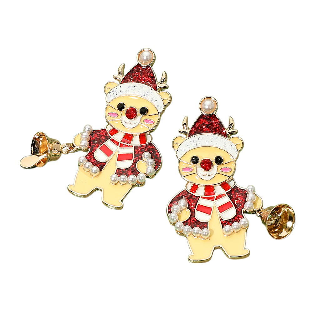iLLASPARKZ Christmas Teddy Bear Earrings