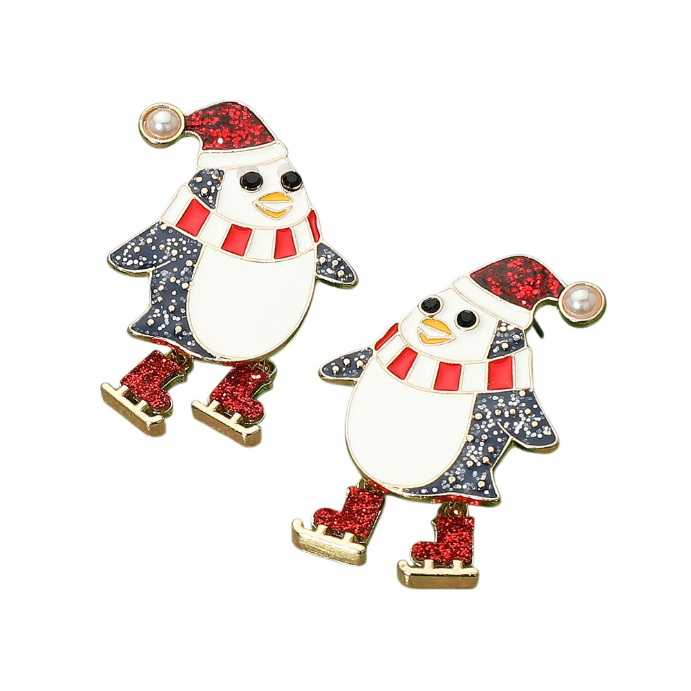 iLLASPARKZ Christmas Skater Penguin Earrings