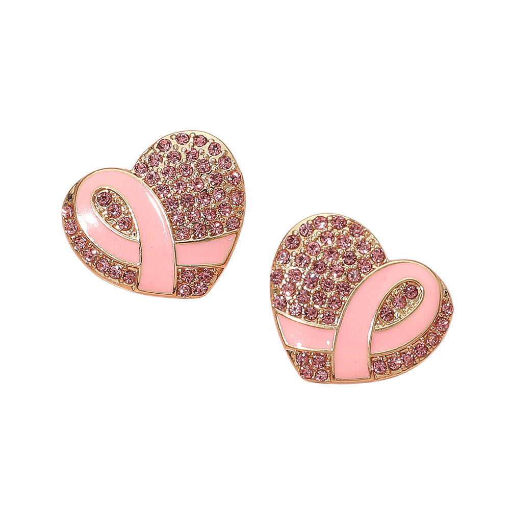 iLLASPARKZ Pink Ribbon Heart Breast Cancer Awareness Heart Earrings