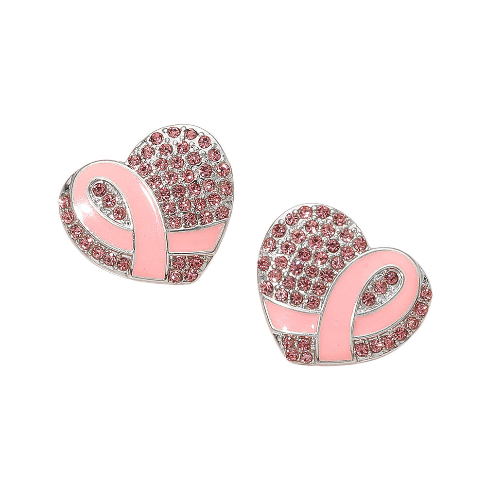 iLLASPARKZ Pink Ribbon Heart Breast Cancer Awareness Heart Earrings