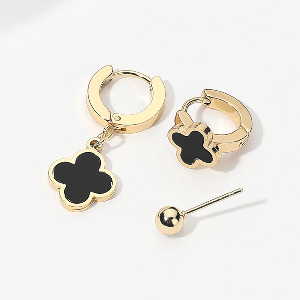 iLLASPARKZ 3Pairs - Stainless Steel Quatrefoil Earring Set