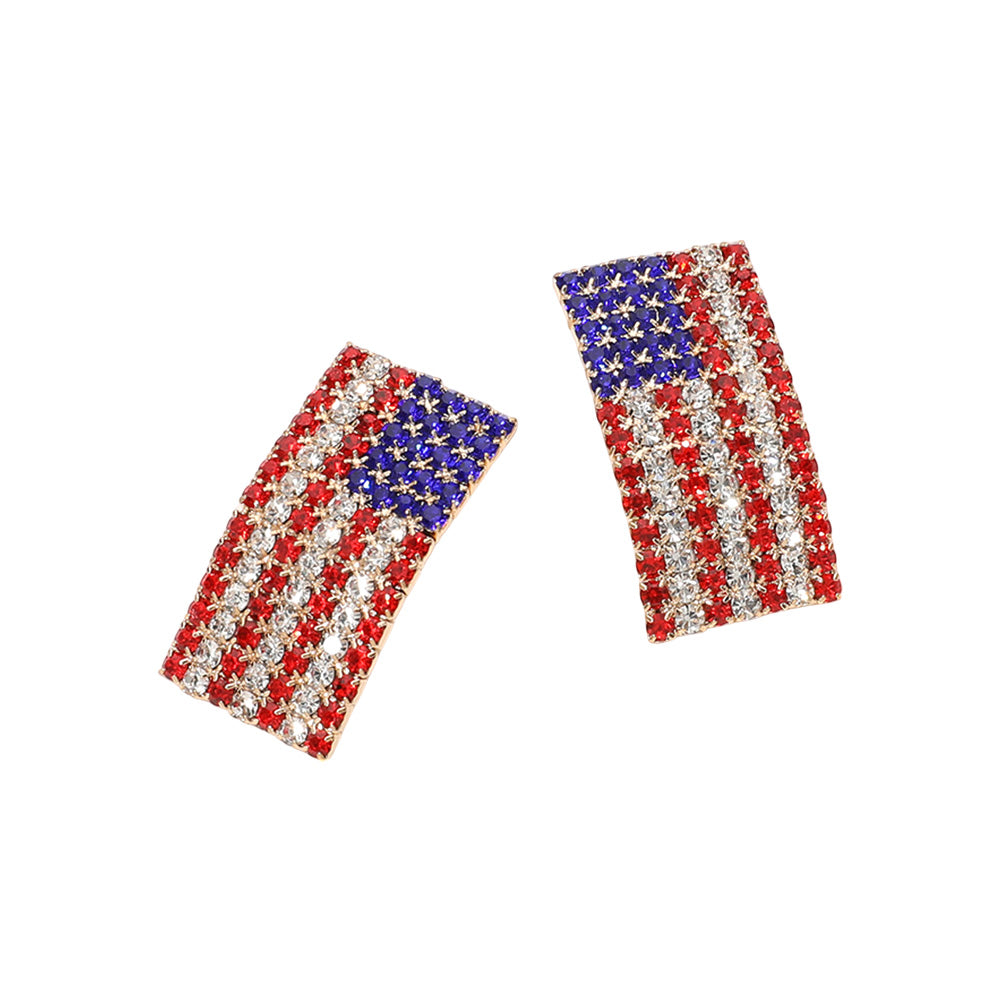 iLLASPARKZ Stone Paved American USA Flag Earrings