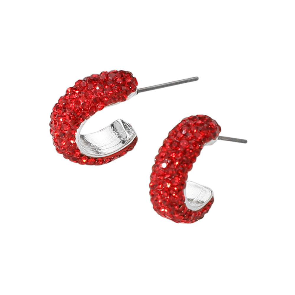 iLLASPARKZ 18K Gold Dipped Bling Stone Studded Mini Hoop Earrings