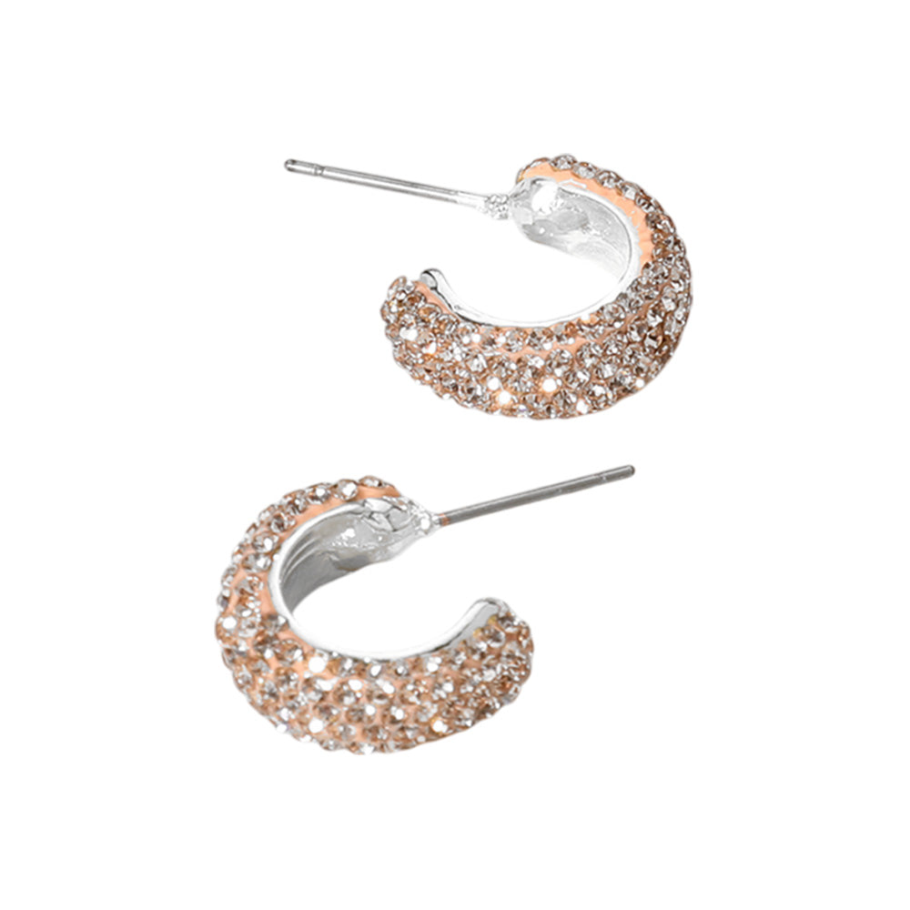 iLLASPARKZ 18K Gold Dipped Bling Stone Studded Mini Hoop Earrings