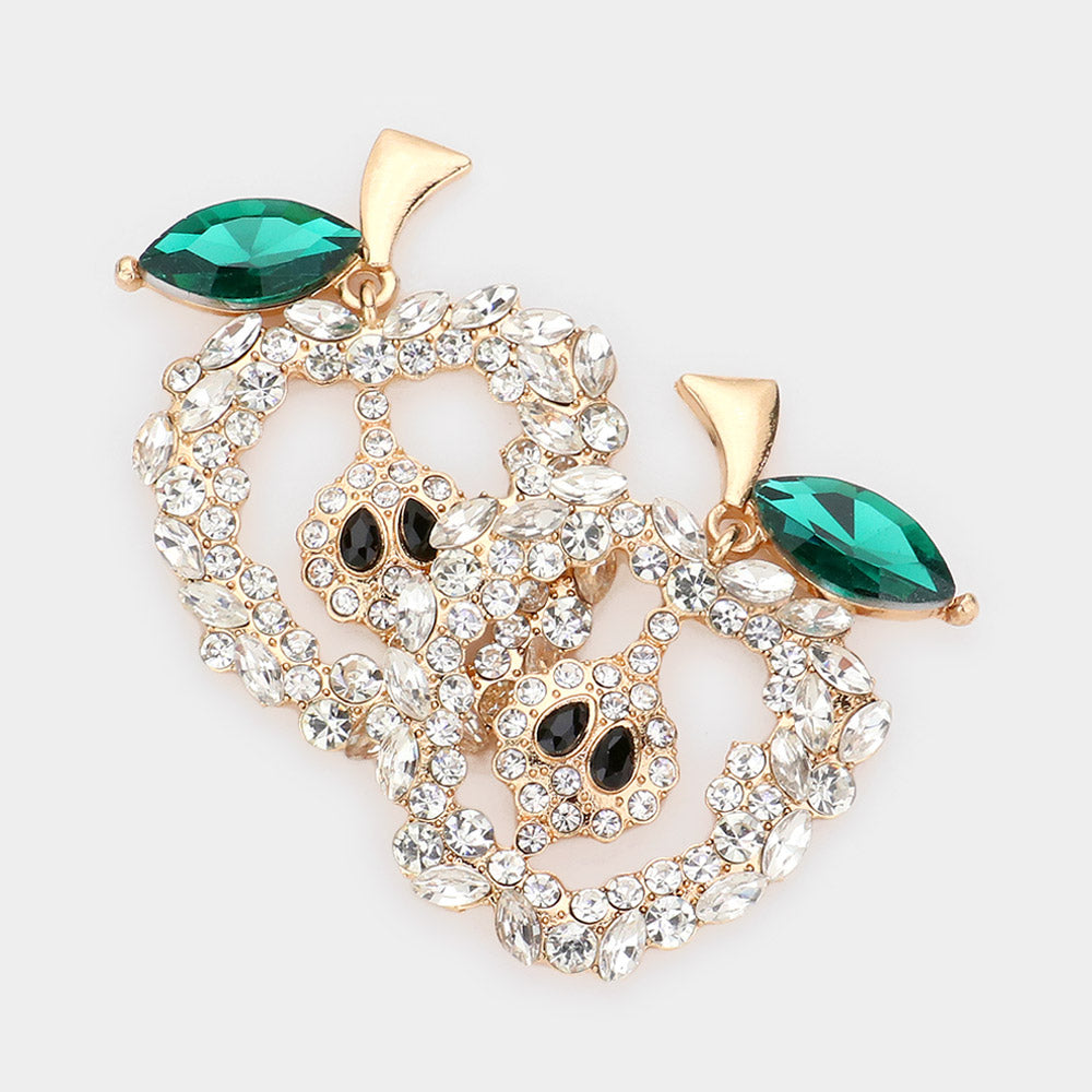 iLLASPARKZ Glass Stone Pave Apple Earrings