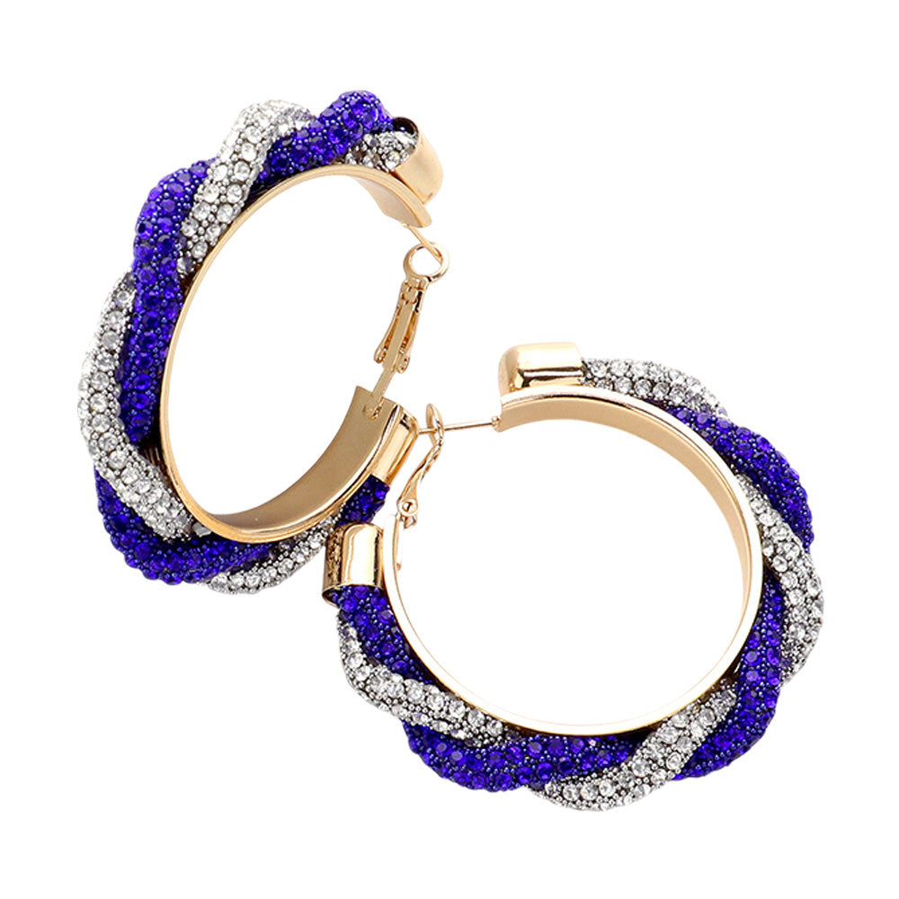iLLASPARKZ Bling Studded Twisted Hoop Earrings