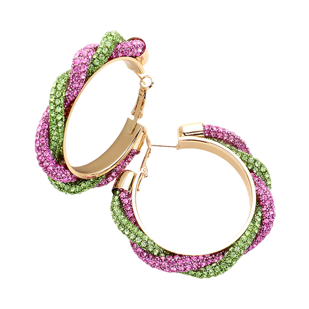iLLASPARKZ Bling Studded Twisted Hoop Earrings