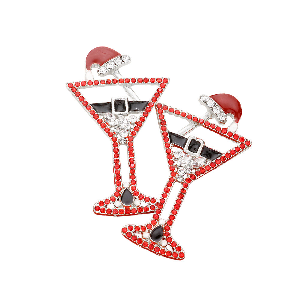 iLLASPARKZ Enamel Stone Embellished Christmas Cocktail Earrings