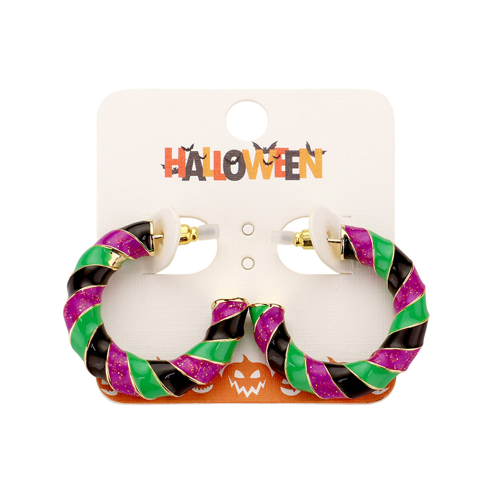 iLLASPARKZ Enamel Halloween Twisted Hoop Earrings