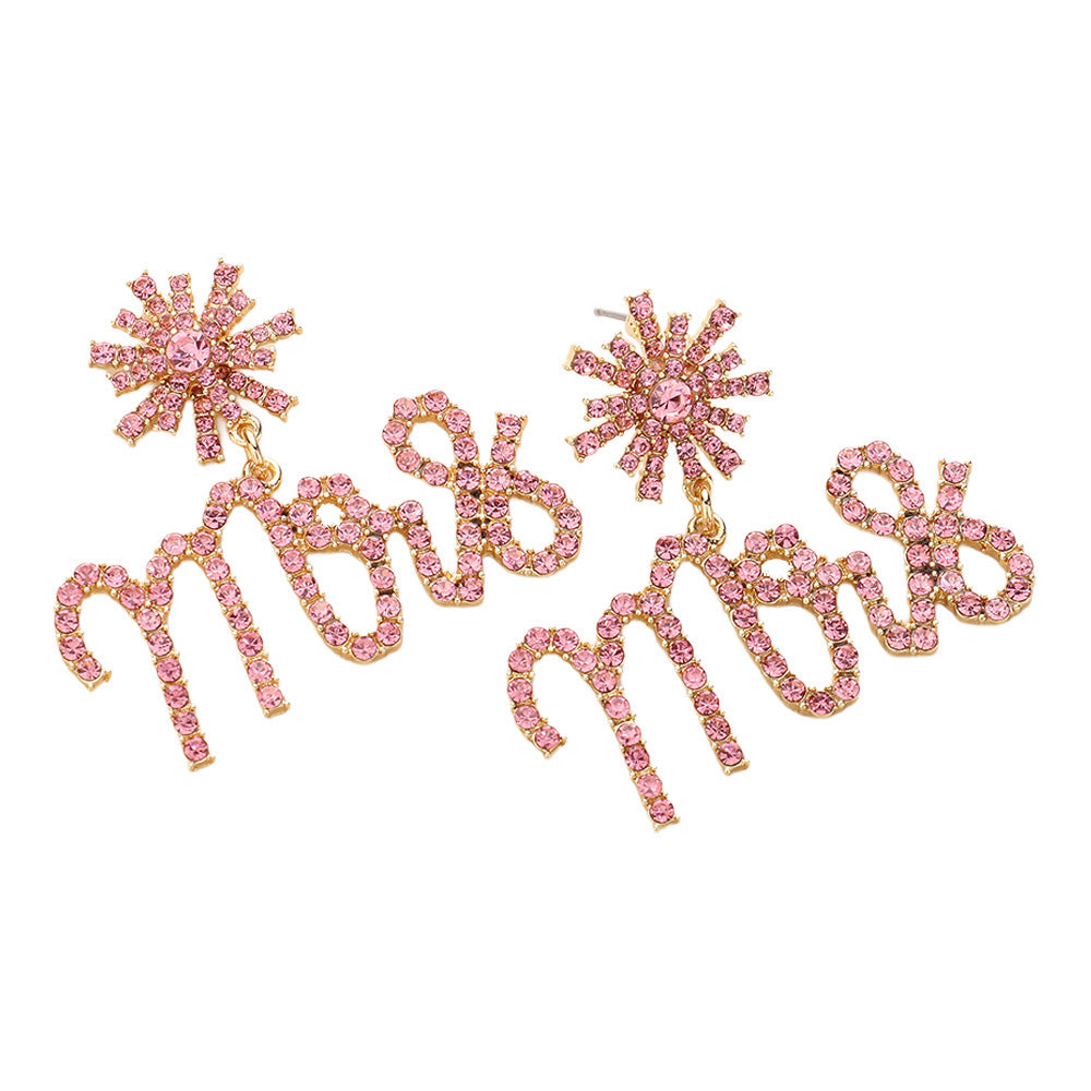 iLLASPARKZ Mrs Rhinestone Embellished Message Dangle Earrings