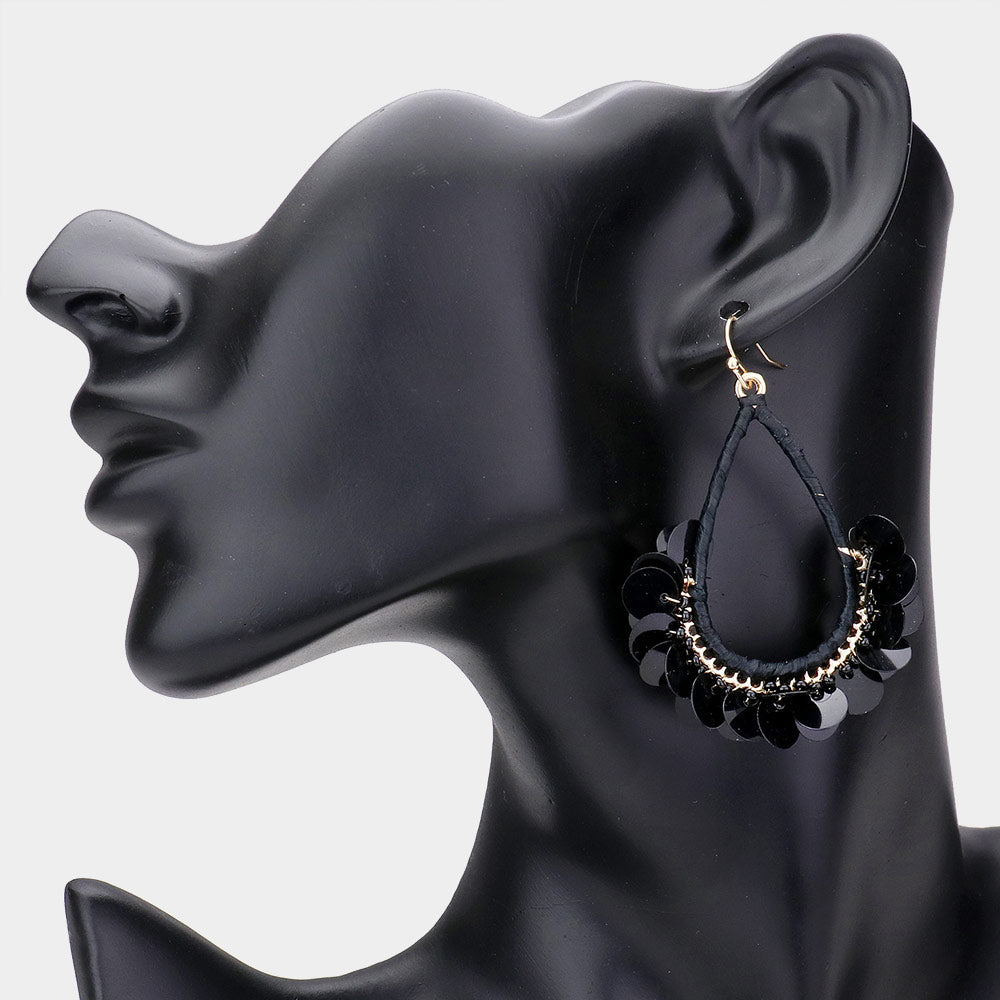 iLLASPARKZ Sequin Cluster Open Teardrop Dangle Earrings