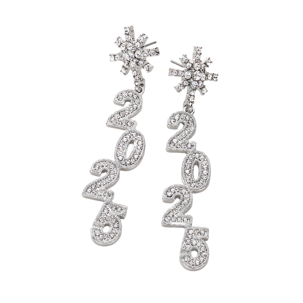 iLLASPARKZ Stone Paved 2025 New Year Dangle Earrings