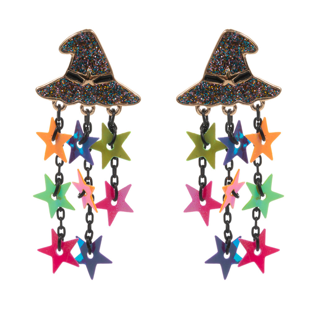 iLLASPARKZ Enamel Witch Hat Star Tassel Earrings