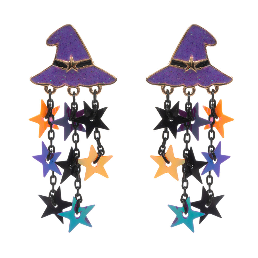 iLLASPARKZ Enamel Witch Hat Star Tassel Earrings