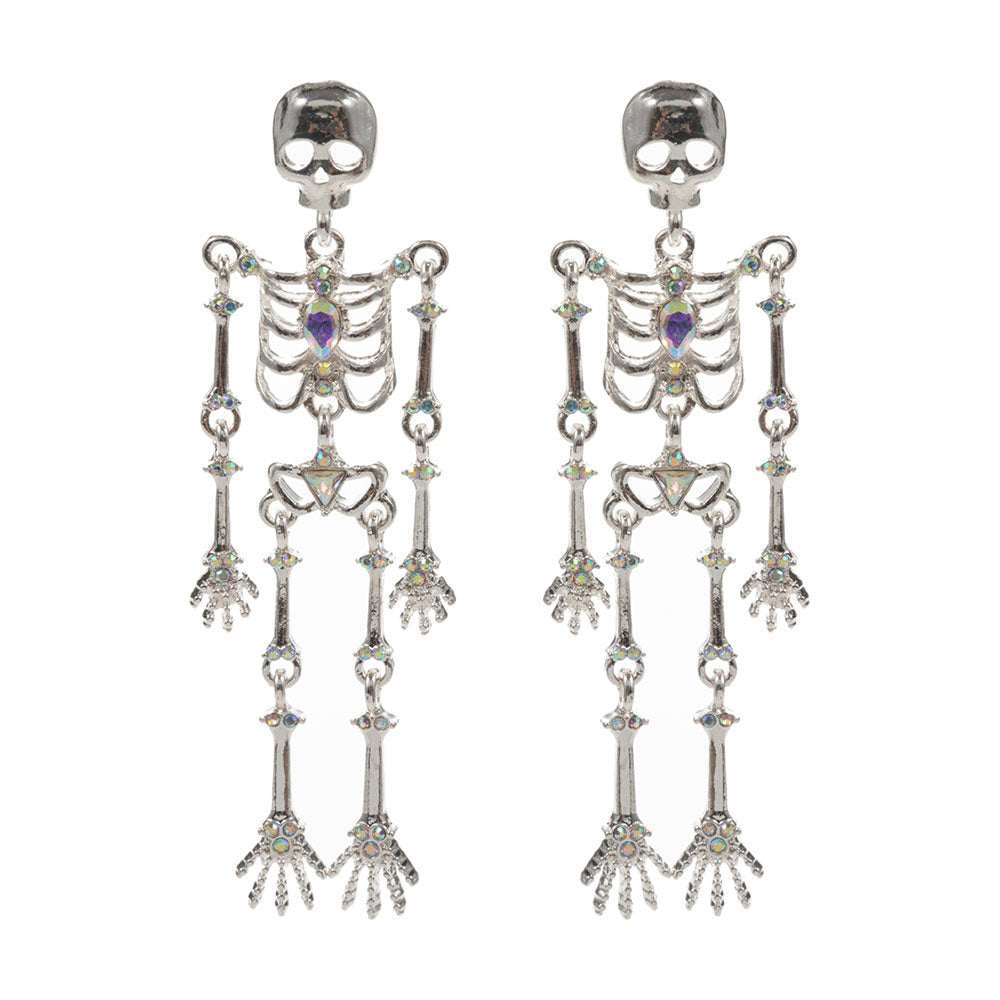 iLLASPARKZ Stone Pointed Metal Skull Dangle Earrings