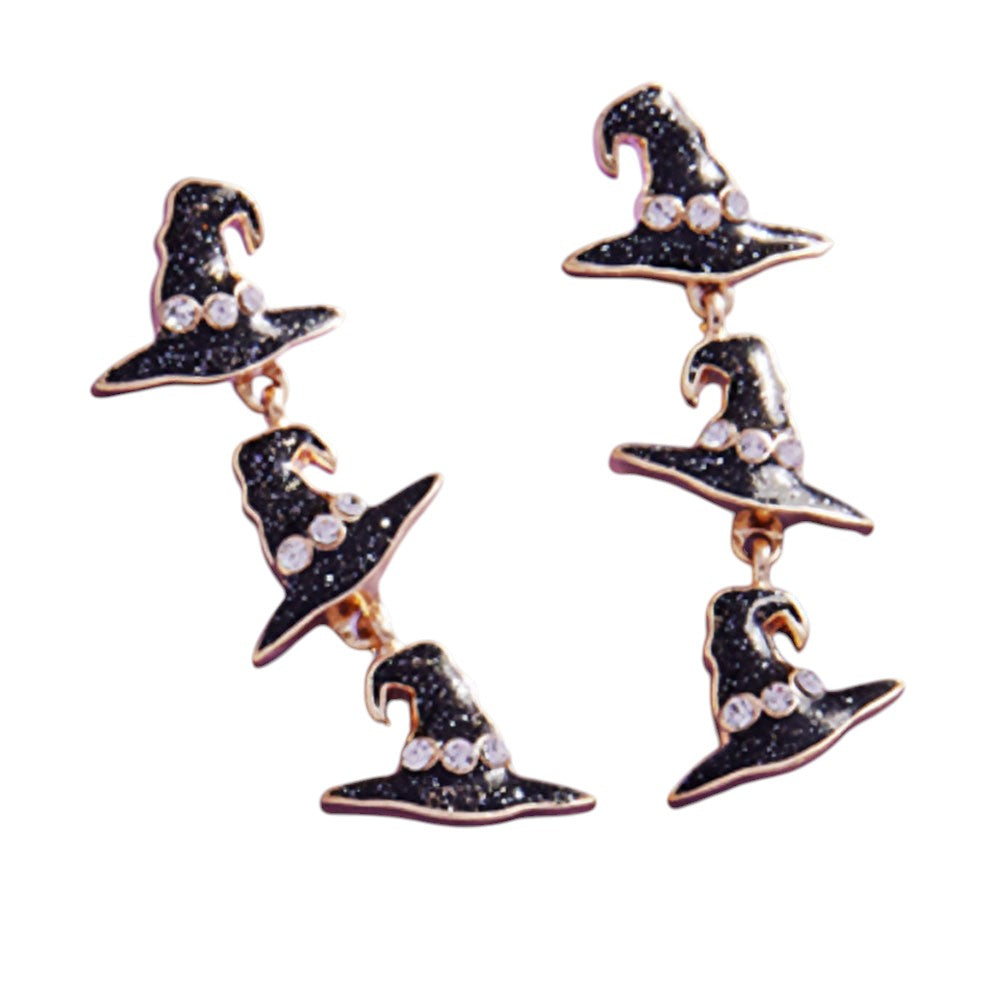 iLLASPARKZ Enamel Witch Hat Link Dropdown Earrings