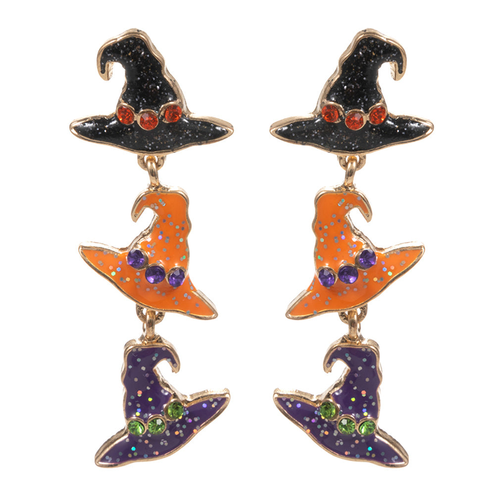 iLLASPARKZ Enamel Witch Hat Link Dropdown Earrings