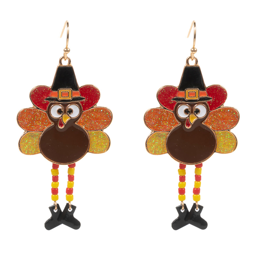 iLLASPARKZ Enamel Thanksgiving Turkey Dangle Earrings