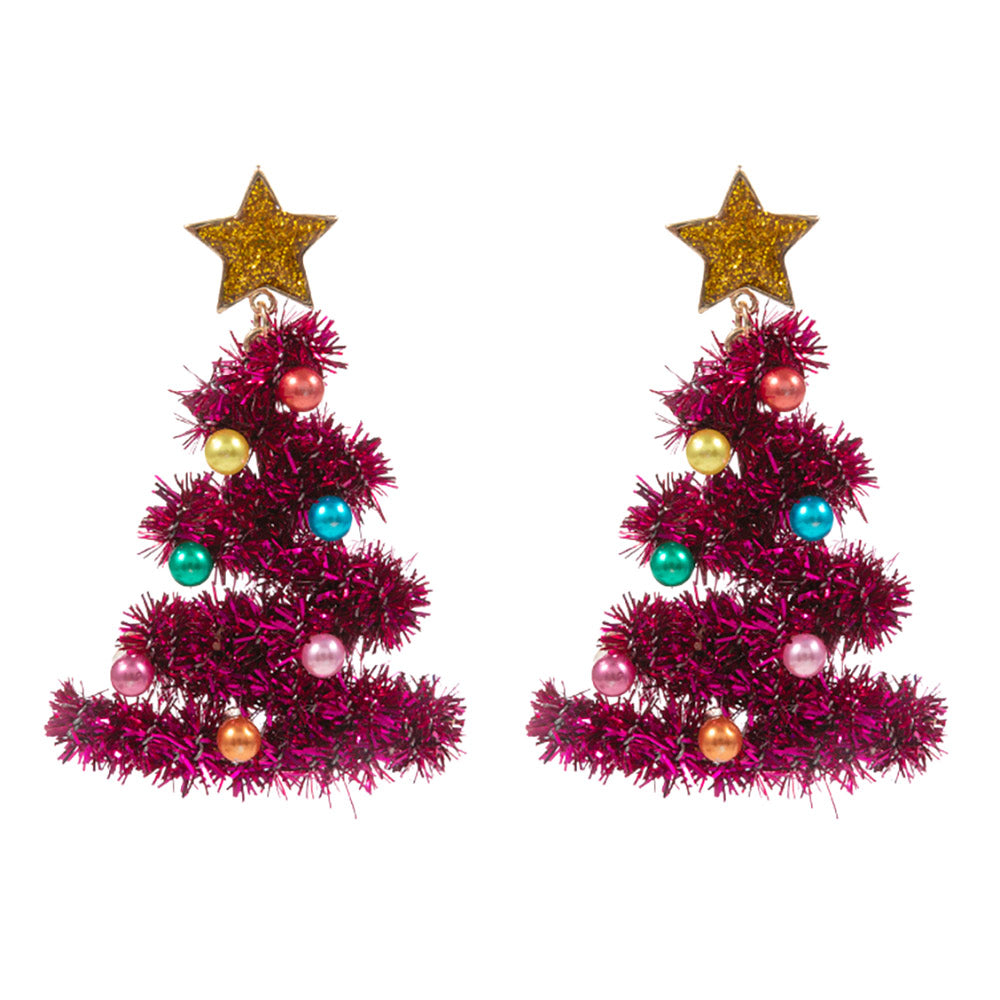 iLLASPARKZ Tinsel Christmas Tree Earrings