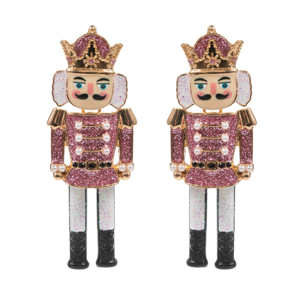 iLLASPARKZ Glittered Enamel Christmas Nutcracker Earrings