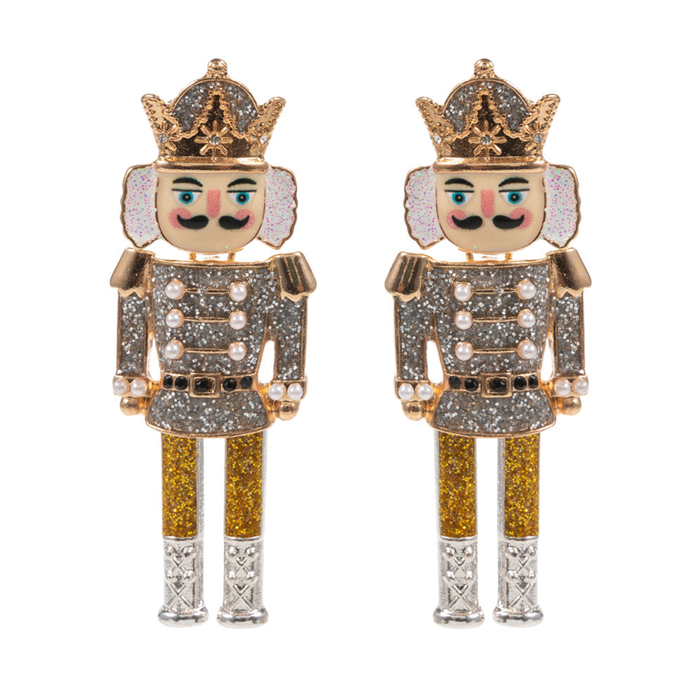 iLLASPARKZ Glittered Enamel Christmas Nutcracker Earrings
