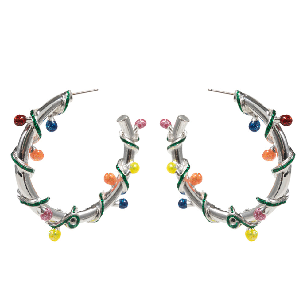 iLLASPARKZ Christmas Lights Wrapped Hoop Earrings