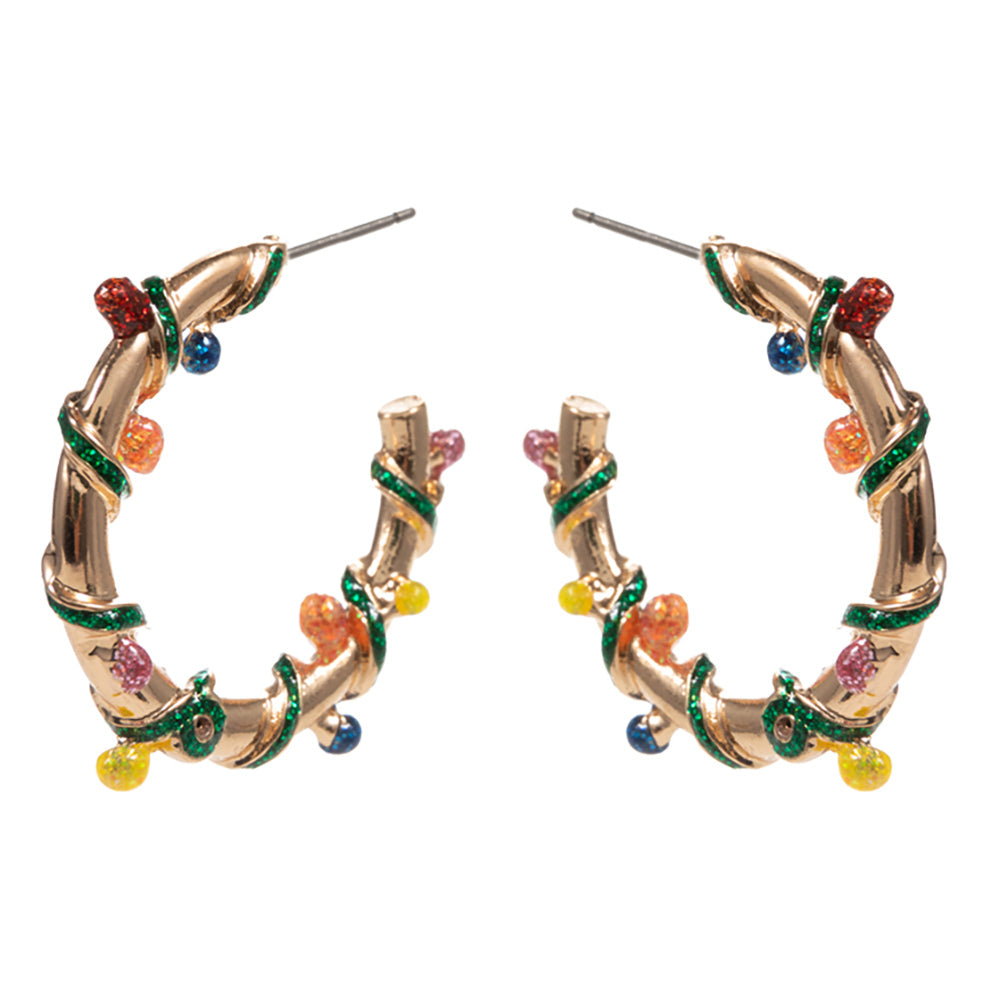 iLLASPARKZ Christmas Lights Wrapped Hoop Earrings