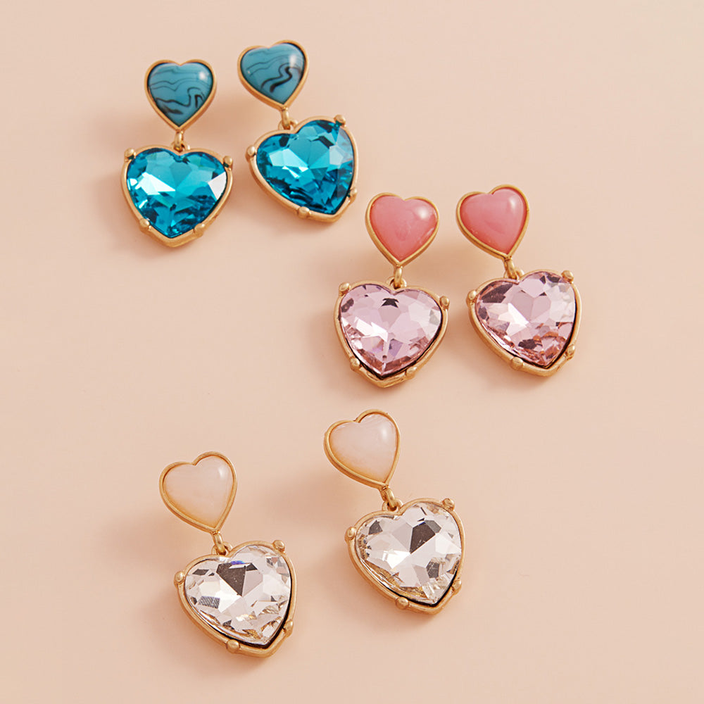iLLASPARKZ Epoxy Heart Glass Stone Dangle Earrings