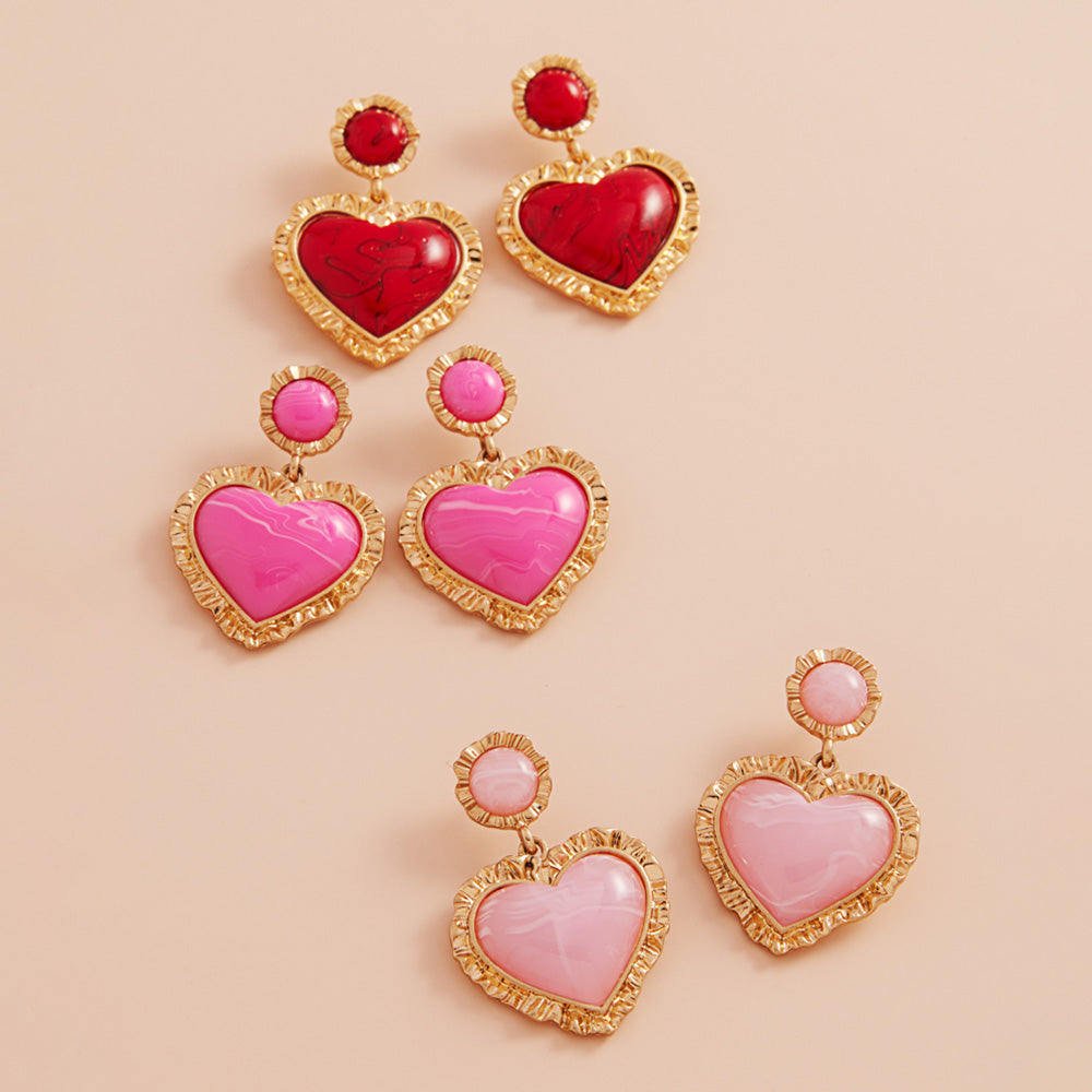 iLLASPARKZ Heart Stone Cluster Dangle Earrings