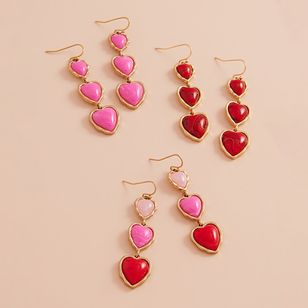 iLLASPARKZ Heart Stone Cluster Link Dropdown Dangle Earrings