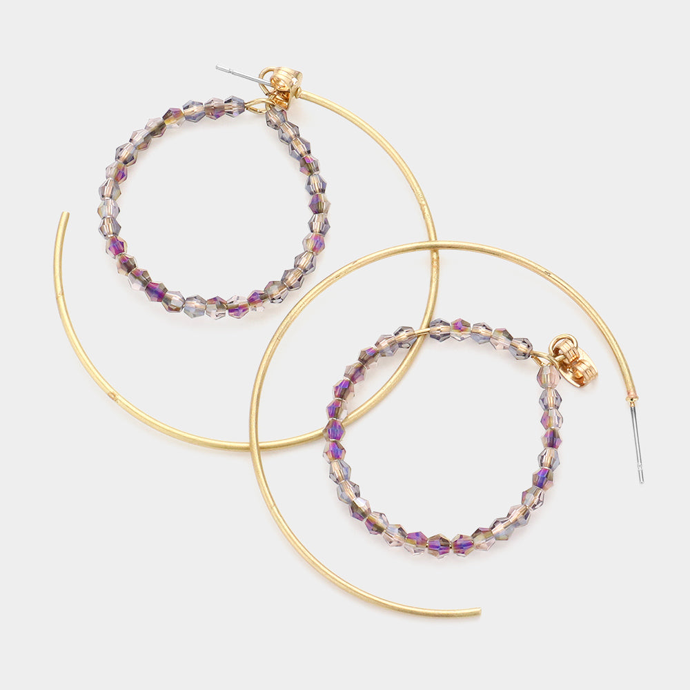 iLLASPARKZ Beaded Hoop Half Metal Hoop Earrings