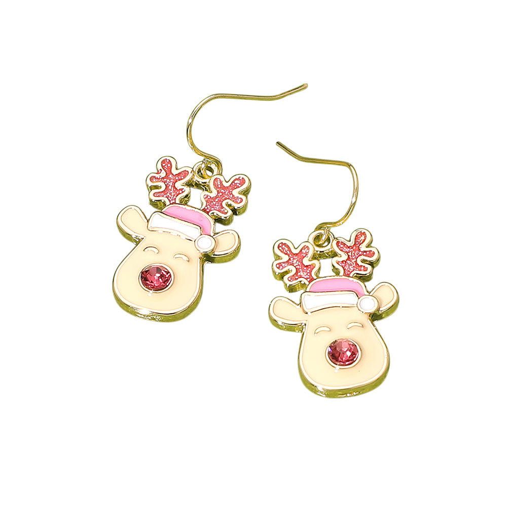 iLLASPARKZ Enamel Christmas Reindeer Dangle Earrings