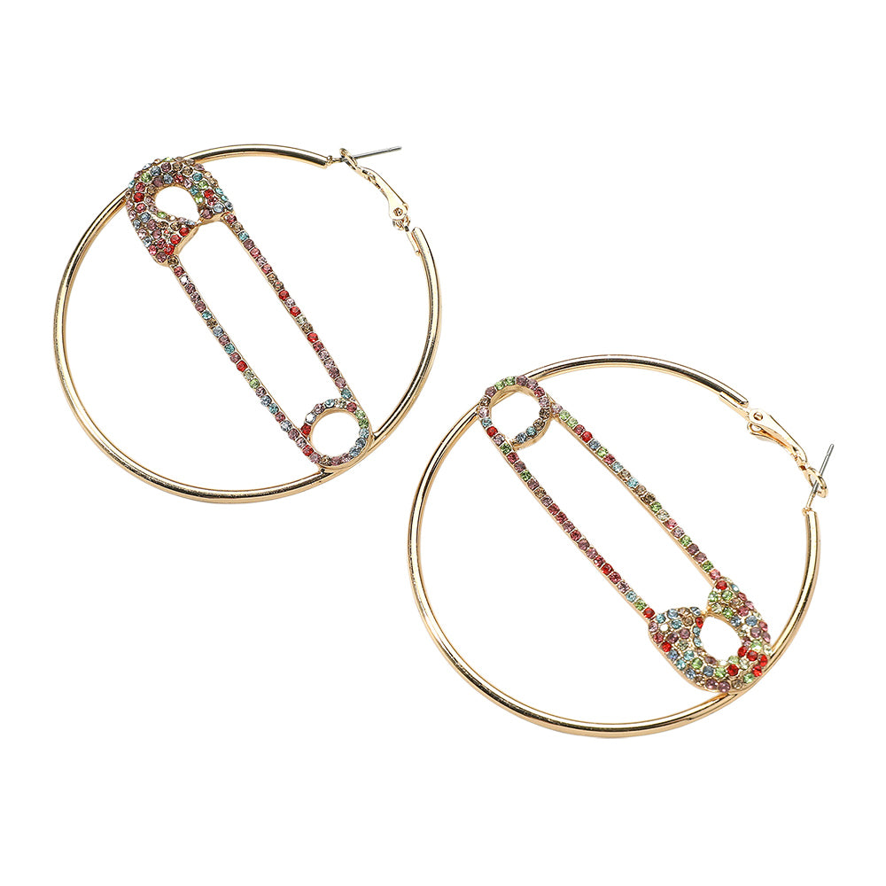 iLLASPARKZ Safety Pin Centered Hoop Earrings