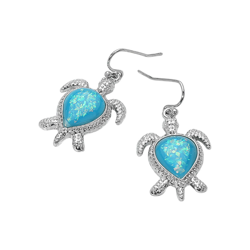 iLLASPARKZ Glittered Enamel Accent Sea Turtle Dangle Earrings